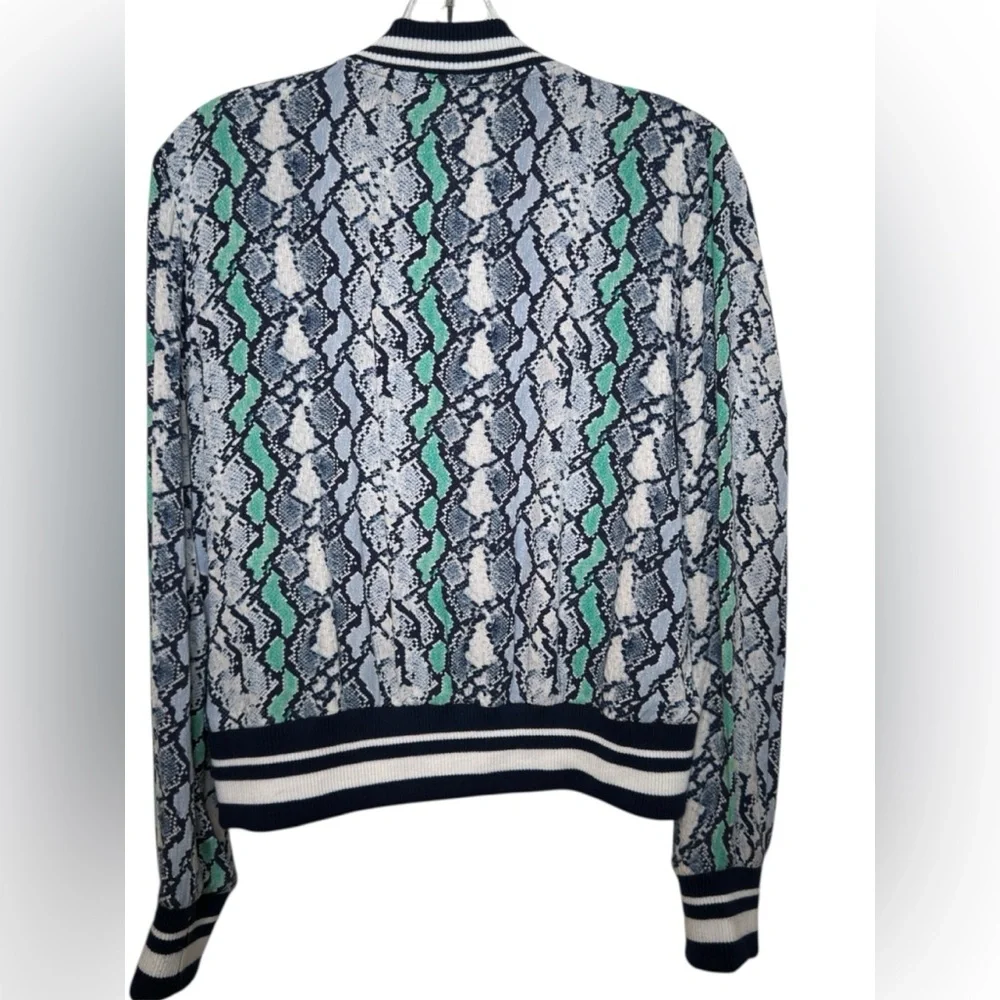 Jack by BB Dakota Blue and Green Snake Print Bomber Jacket Small - Picture 2 of 7